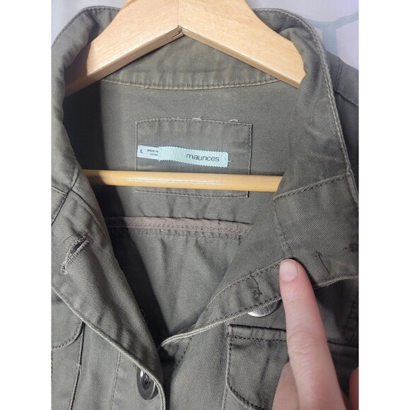 Maurices Cotton safari jacket with embroidered details womens large olive green - Picture 3 of 4